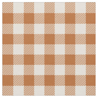 Fall Burnt Orange Gingham Pattern Autumn Plaid Fabric