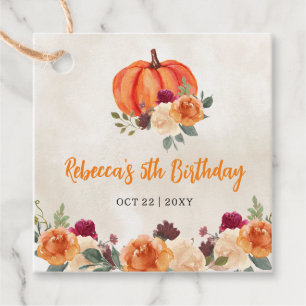 Fall Burnt Orange Pumpkin Patch Birthday Favour Tags