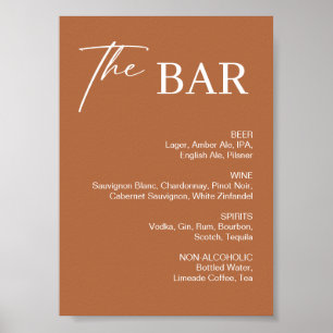 Fall Burnt Orange Wedding Bar Sign