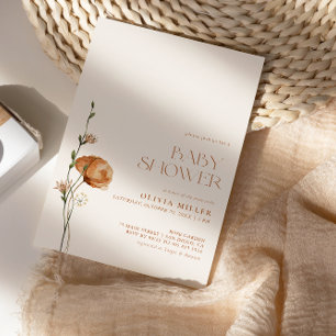 Fall Burnt Orange Wildflower Baby Shower Invitation