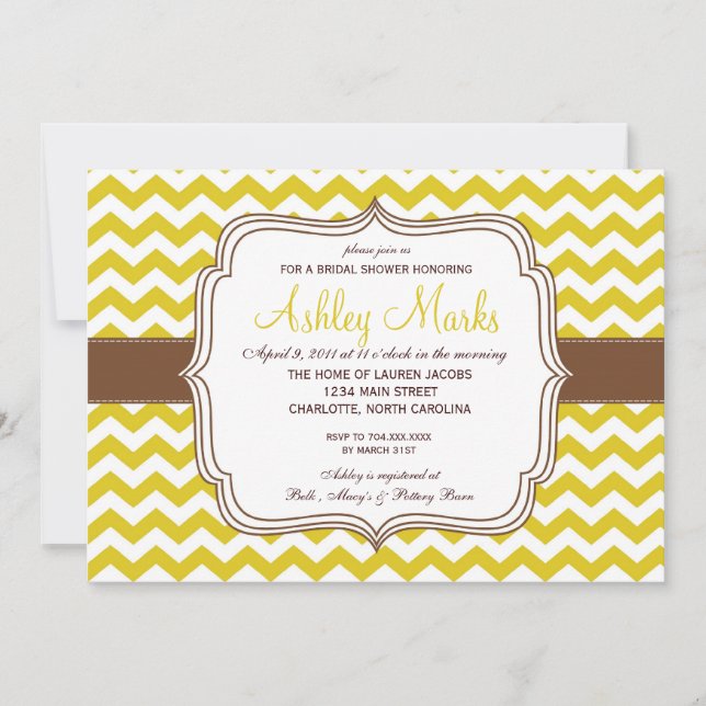 Fall Burt Yellow chevron INvitation (Front)