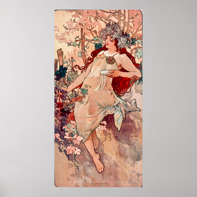 Fall by Alfons Mucha Poster (Front)