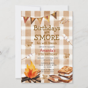 Fall Camping Bonfire  Marshmallow Theme Invitation