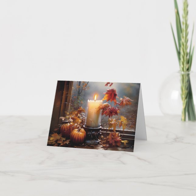 Fall candle custom Thanksgiving greeting Card (Front)