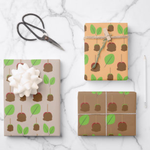 Fall Candy Apples Greenery   Wrapping Paper Sheet