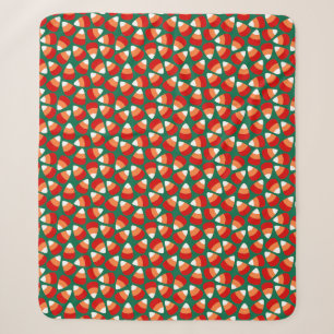 Fall Candy Corn on Green Sherpa Blanket