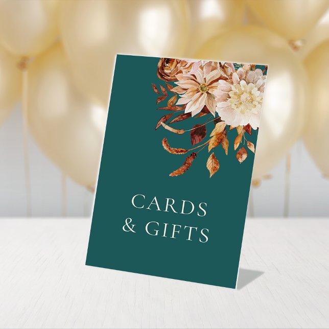 Fall Cards and Gifts Pedestal Sign (Watercolor Fall Leaves Floral Table Top Cards and Gifts Pedestal Sign by Painted Paperie
)