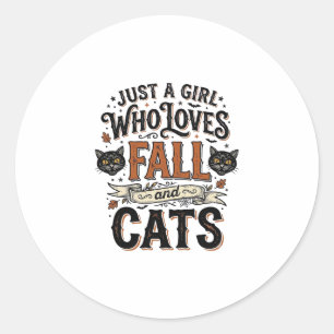 Fall Cat Lover Vintage Halloween Shirt Design_1 Classic Round Sticker