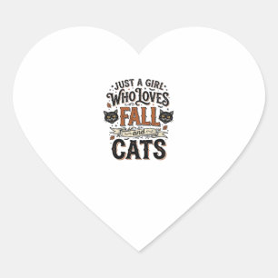 Fall Cat Lover Vintage Halloween Shirt Design_1 Heart Sticker