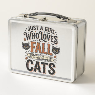 Fall Cat Lover Vintage Halloween Shirt Design_1 Metal Lunch Box