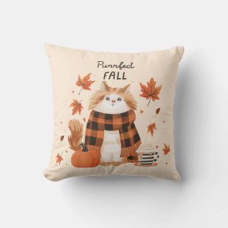 Fall Cat Throw Pillow – Cosy Autumn Decor