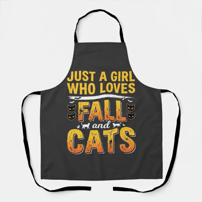 Fall Cats Girl Halloween Design_1 Apron (Front)