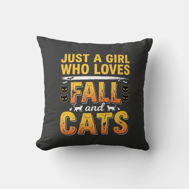 Fall Cats Girl Halloween Design_1 Cushion (Front)