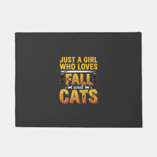 Fall Cats Girl Halloween Design_1 Doormat