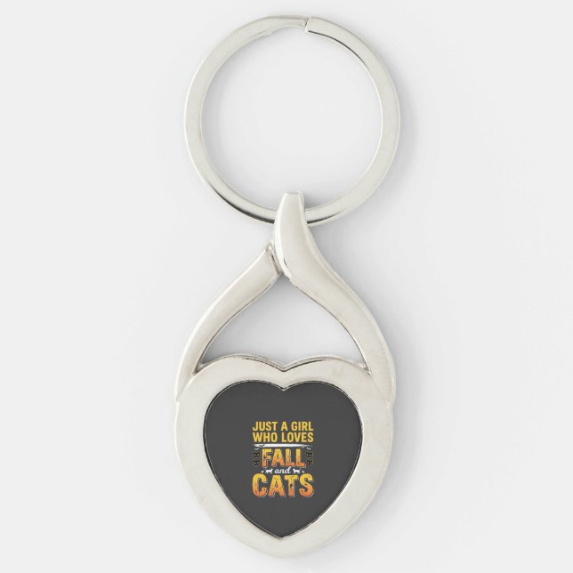 Fall Cats Girl Halloween Design_1 Key Ring (Front)