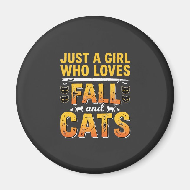 Fall Cats Girl Halloween Design_1 Magnet (Front)