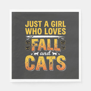 Fall Cats Girl Halloween Design_1 Napkin