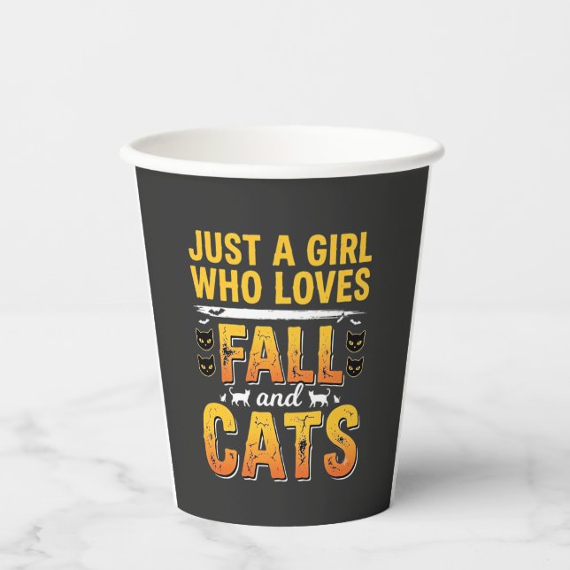 Fall Cats Girl Halloween Design_1 Paper Cups (Front)