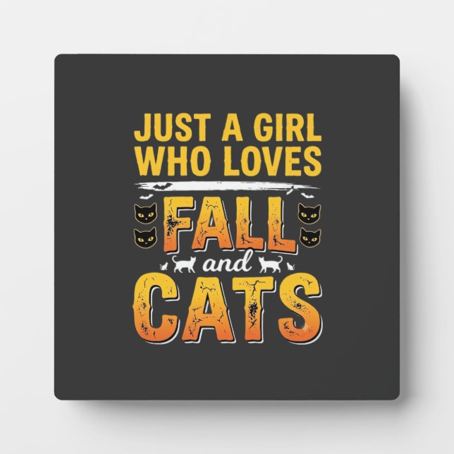 Fall Cats Girl Halloween Design_1 Plaque (Front)