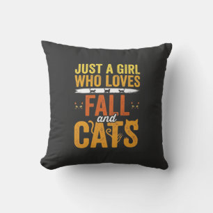 Fall Cats Girl Lover Halloween Design Cushion