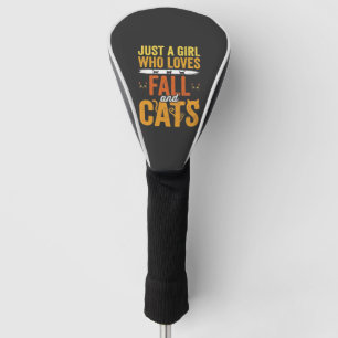 Fall Cats Girl Lover Halloween Design Golf Head Cover