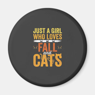 Fall Cats Girl Lover Halloween Design Magnet