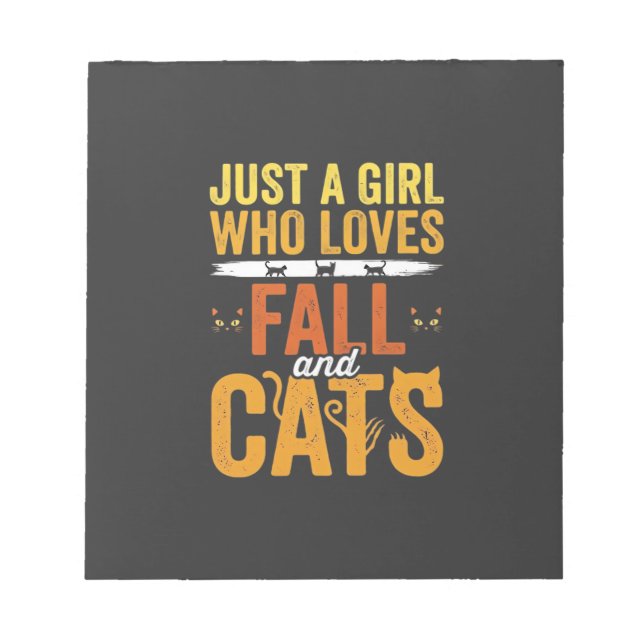 Fall Cats Girl Lover Halloween Design Notepad (Front)