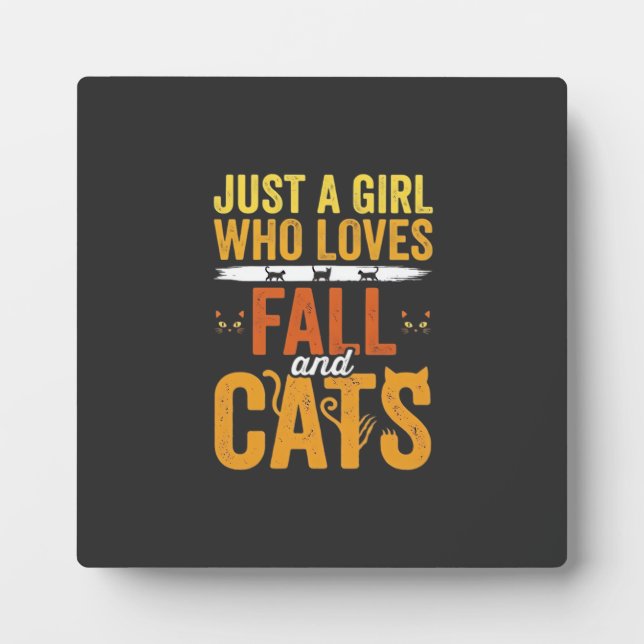 Fall Cats Girl Lover Halloween Design Plaque (Front)