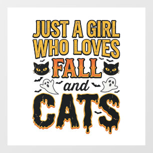 Fall Cats Halloween Girl Vintage Graphic Design_1