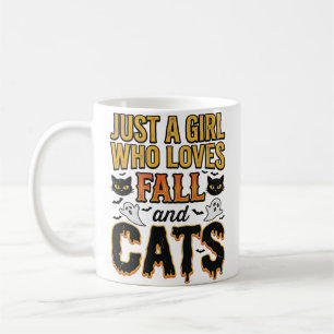 Fall Cats Halloween Girl Vintage Graphic Design_1 Coffee Mug