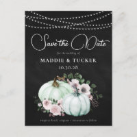 Fall Chalk Pumpkins String Lights Save the Date 