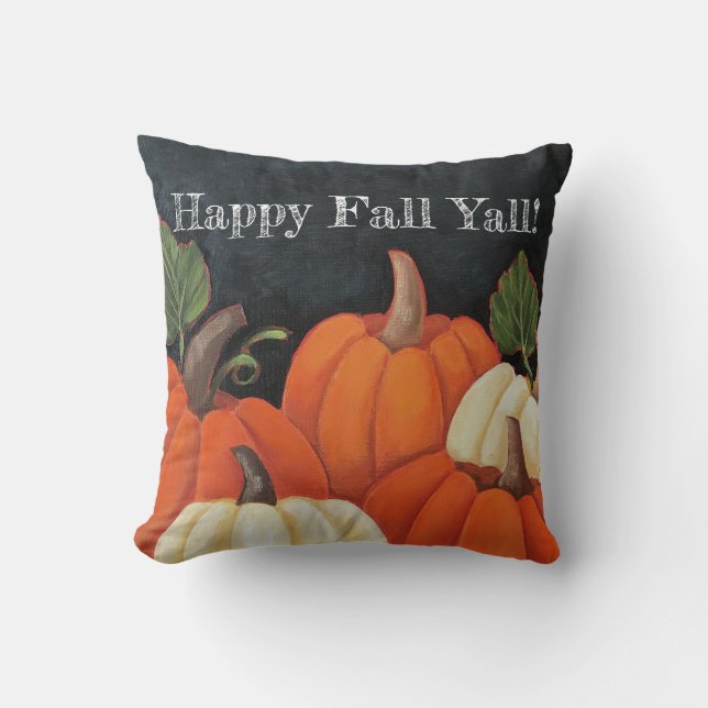 "Fall Chalkboard Pumpkins" Customised Throw Pillow (Front)