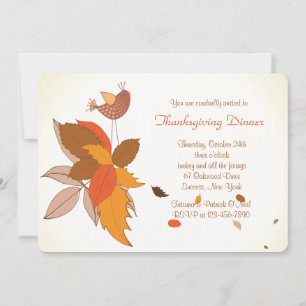 Fall Chick Thanksgiving Dinner Invitation