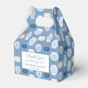 Fall Chinoiserie Blue Pumpkins Wedding Shower Favour Box
