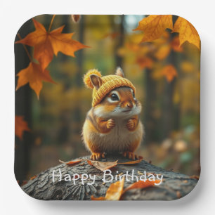 Fall Chipmunk Birthday Paper Plate