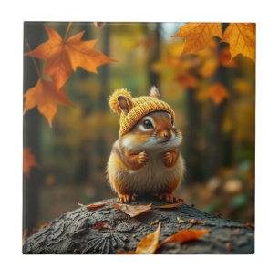 Fall Chipmunk Ceramic Tile