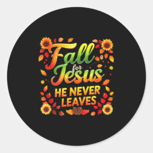 Fall Christian Thanksgiving Autumn Jesus My Favour Classic Round Sticker