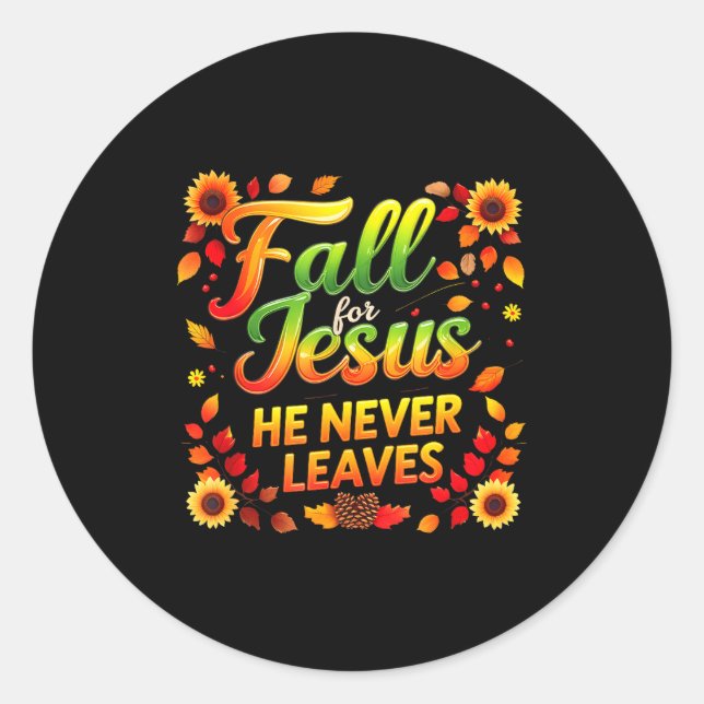 Fall Christian Thanksgiving Autumn Jesus My Favour Classic Round Sticker (Front)