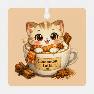 Fall Cinnamon Latte Kitty Metal Tree Decoration