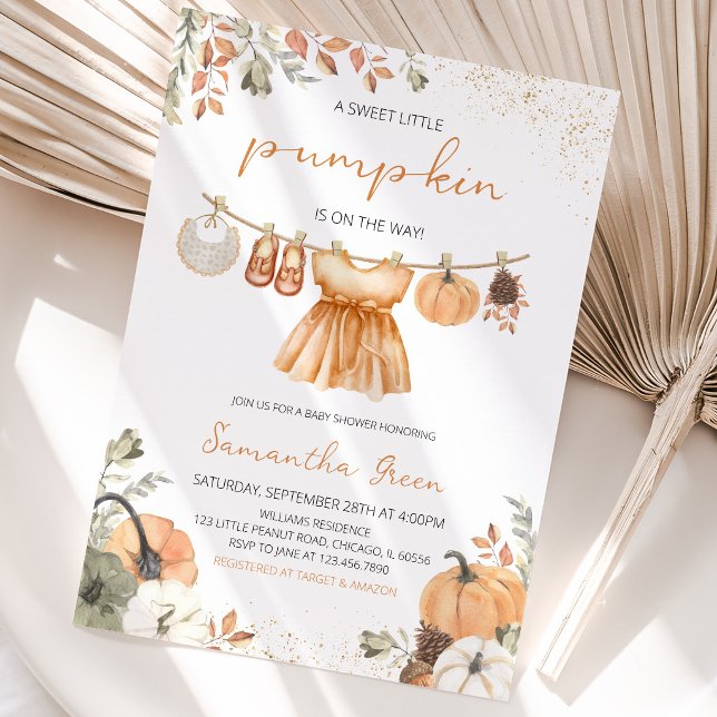 Fall Clothes Little Pumpkin Baby Shower Invitation (Creator Uploaded)