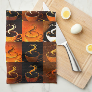 Fall coffee cups tea towel