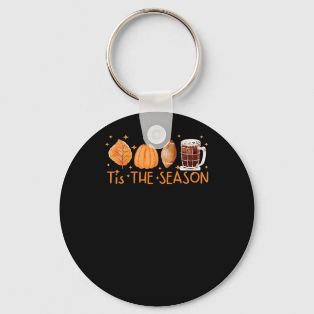 Fall Coffee Cute Lover Halloween Pumpkin Latte Dri Key Ring (Front)
