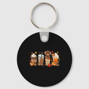 Fall Coffee Dachshund Cat Halloween Outfit For Fal Key Ring