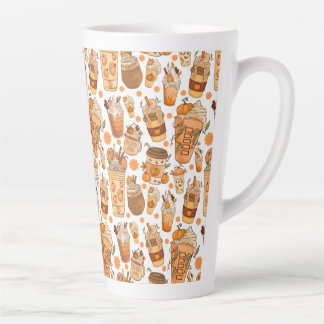 Fall Coffee Latte Pumpkin Pattern Latte Mug