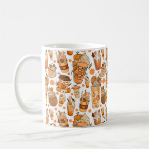 Fall Coffee Latte Pumpkin Pattern Mug