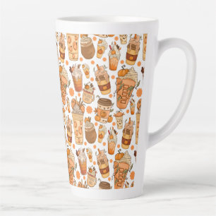 Fall Coffee Latte Pumpkin Pattern  Mug