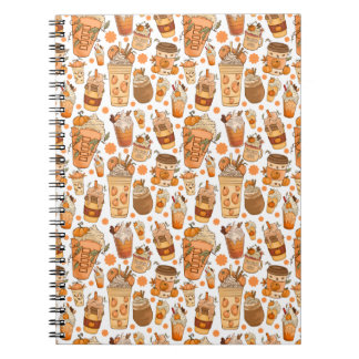 Fall Coffee Latte Pumpkin Pattern Notebook