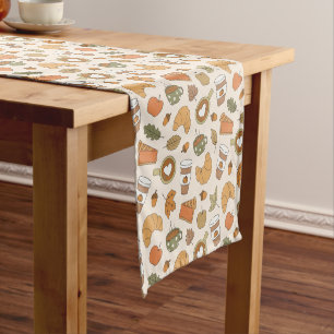 Fall Coffee Lover Pumpkin Spice Autumn Bakery Short Table Runner