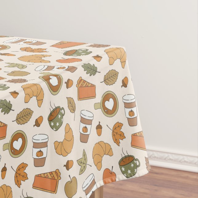 Fall Coffee Lover Pumpkin Spice Autumn Bakery Tablecloth (In Situ)