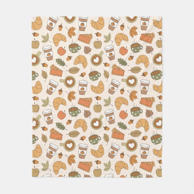 Fall Coffee Lover Pumpkin Spice Autumn Bookish Fleece Blanket (Front)